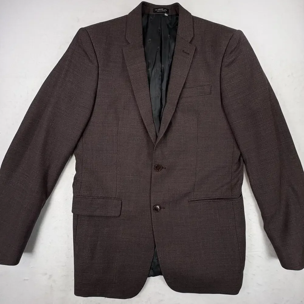 John Varvatos Sport Coat Blazer Mens 40L Brown Check 100% Wool Tweed Made Canada
